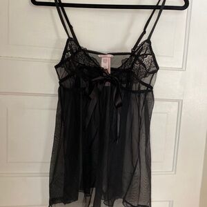 NWT Victoria's Secret Black Sheer Lace Chemise